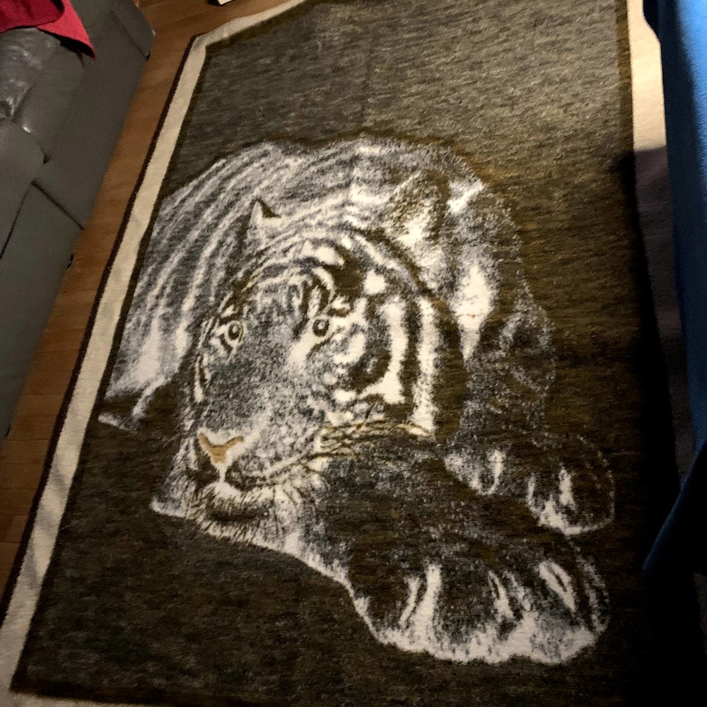 Vintage BIEDERLACK TIGER SOFT BLANKET, about 56 x 74